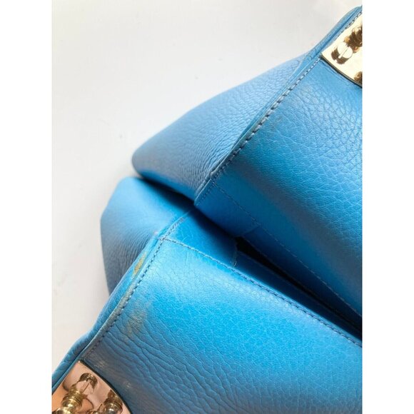 PHILIPP PLEIN Jenna Large Basics Shell Bag Studded Blue Leather Tote Bag Purse - Picture 9 of 14